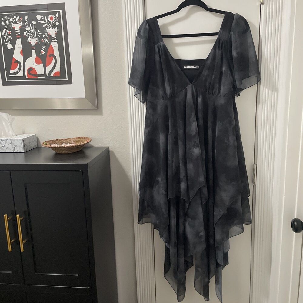 Disturbia Black and Gray Midi Dress RUNS SMALL